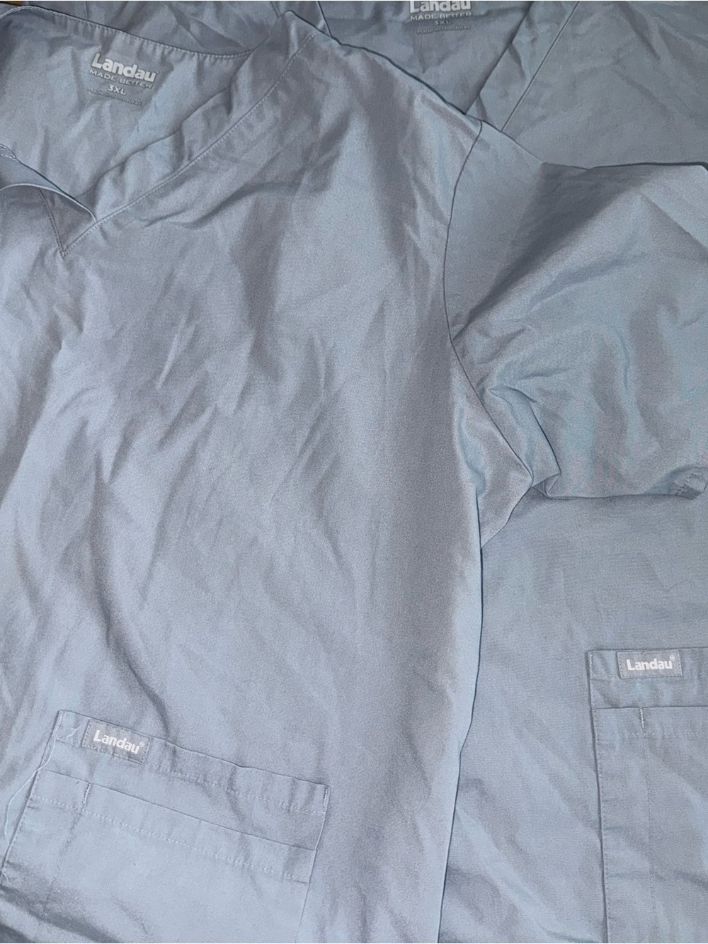 Landau Men’s Light Blue Scrub Jacket with Patch Pockets